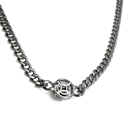 ZYDO Italy "Ti Adoro" 18K White Gold Diamond Cluster Halo Curb Chain Necklace - WeilJewelry