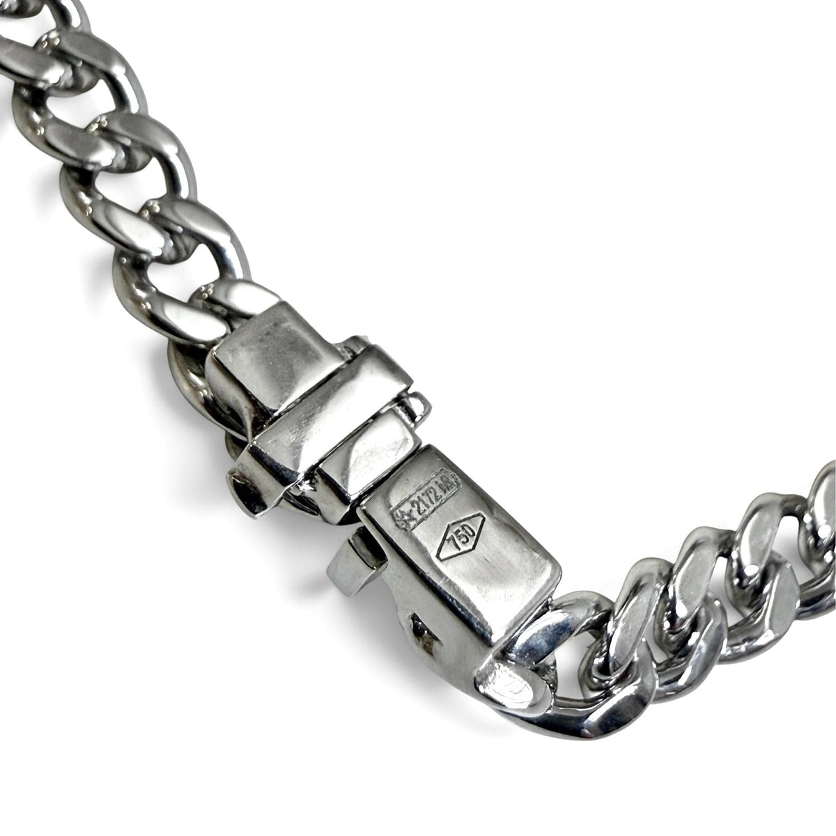 ZYDO Italy "Ti Adoro" 18K White Gold Diamond Cluster Halo Curb Chain Necklace - WeilJewelry