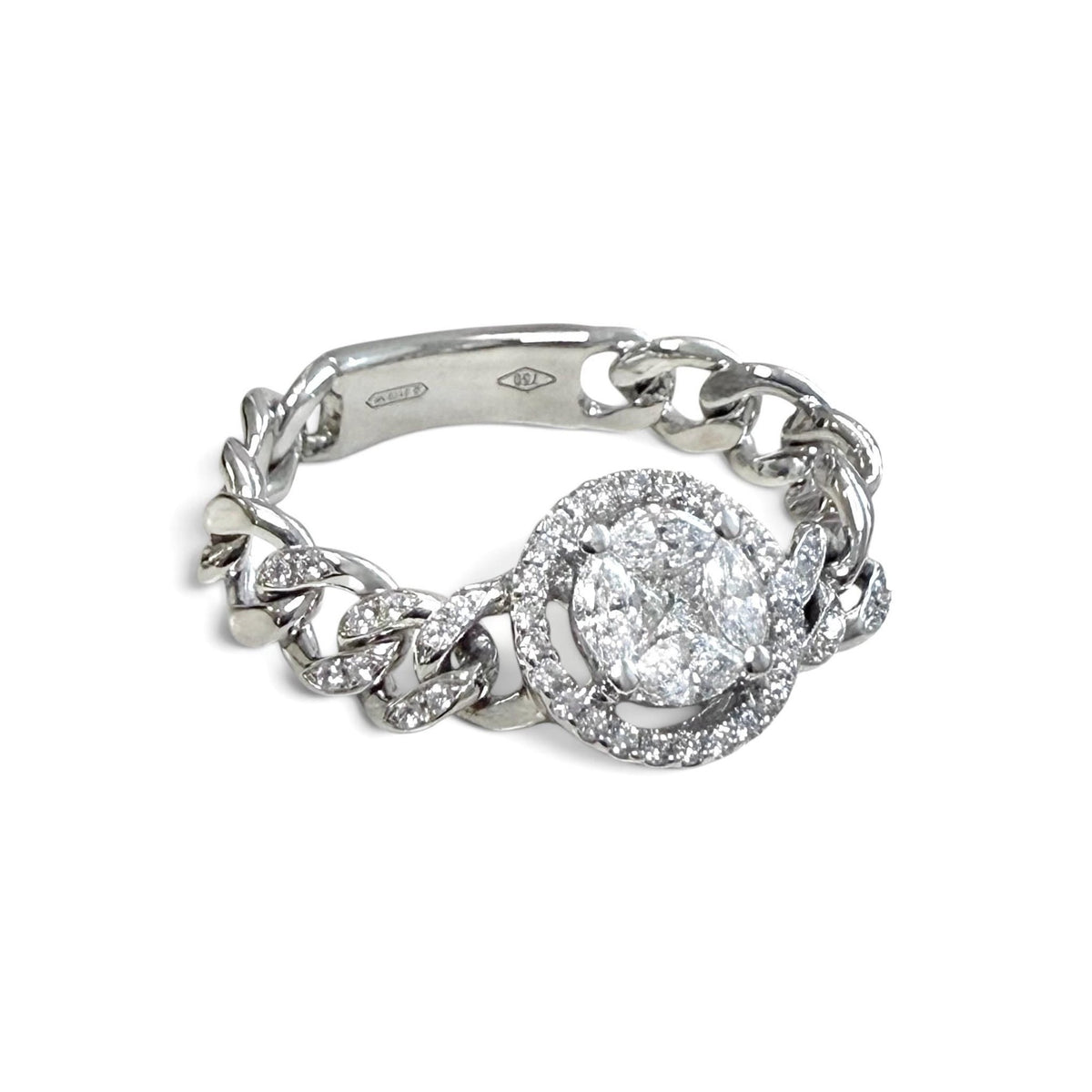 ZYDO Italy “Ti Amo” 18K White Gold Natural Diamond Illusion-Set Cluster Halo Ring - WeilJewelry
