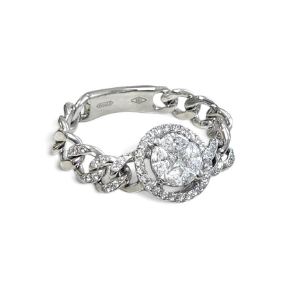 ZYDO Italy “Ti Amo” 18K White Gold Natural Diamond Illusion-Set Cluster Halo Ring - WeilJewelry