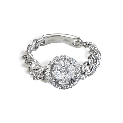 ZYDO Italy “Ti Amo” 18K White Gold Natural Diamond Illusion-Set Cluster Halo Ring - WeilJewelry