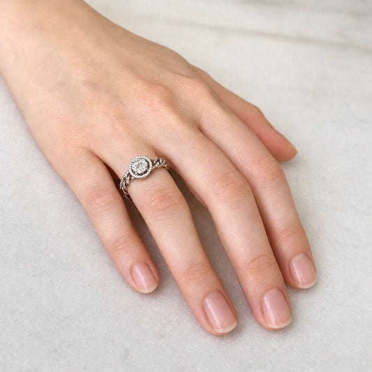 ZYDO Italy “Ti Amo” 18K White Gold Natural Diamond Illusion-Set Cluster Halo Ring - WeilJewelry