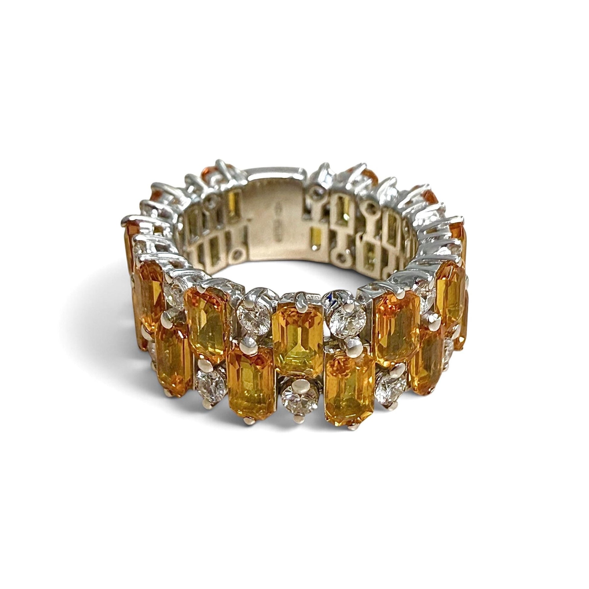 ZYDO Italy "Tramonti Infiniti" 18K White Gold Orange Sapphire & Diamond Eternity Band - WeilJewelry