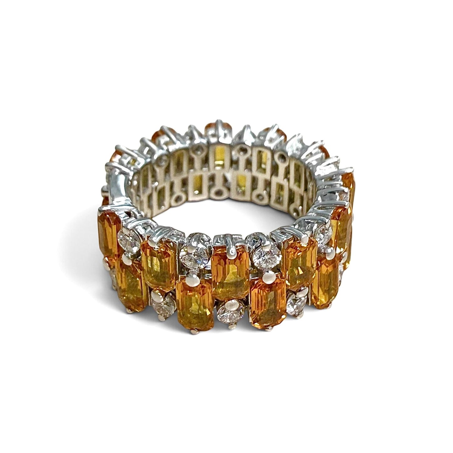 ZYDO Italy "Tramonti Infiniti" 18K White Gold Orange Sapphire & Diamond Eternity Band - WeilJewelry