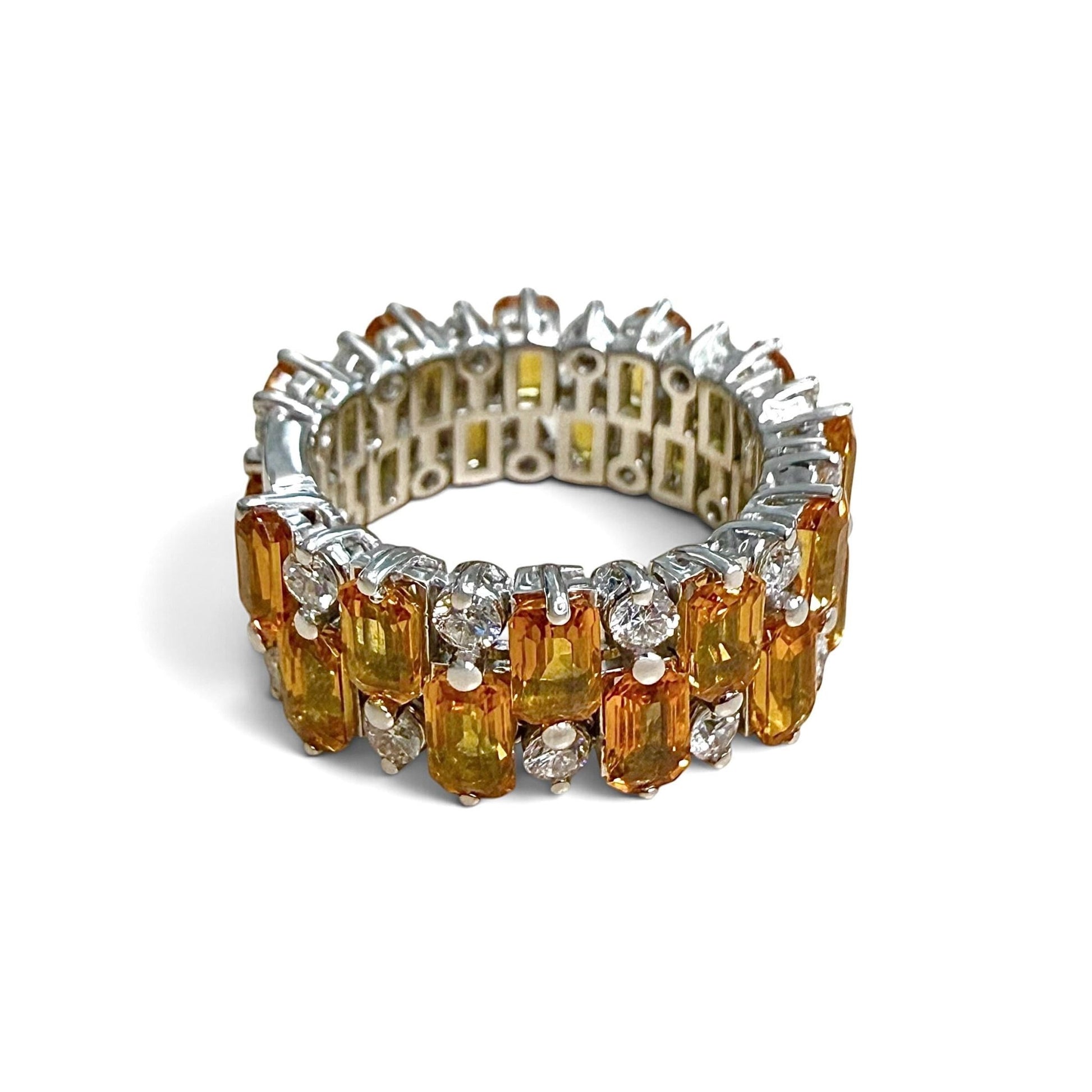 ZYDO Italy "Tramonti Infiniti" 18K White Gold Orange Sapphire & Diamond Eternity Band - WeilJewelry