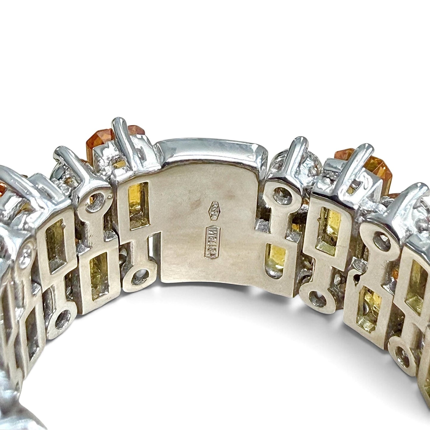 ZYDO Italy "Tramonti Infiniti" 18K White Gold Orange Sapphire & Diamond Eternity Band - WeilJewelry