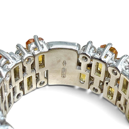 ZYDO Italy "Tramonti Infiniti" 18K White Gold Orange Sapphire & Diamond Eternity Band - WeilJewelry