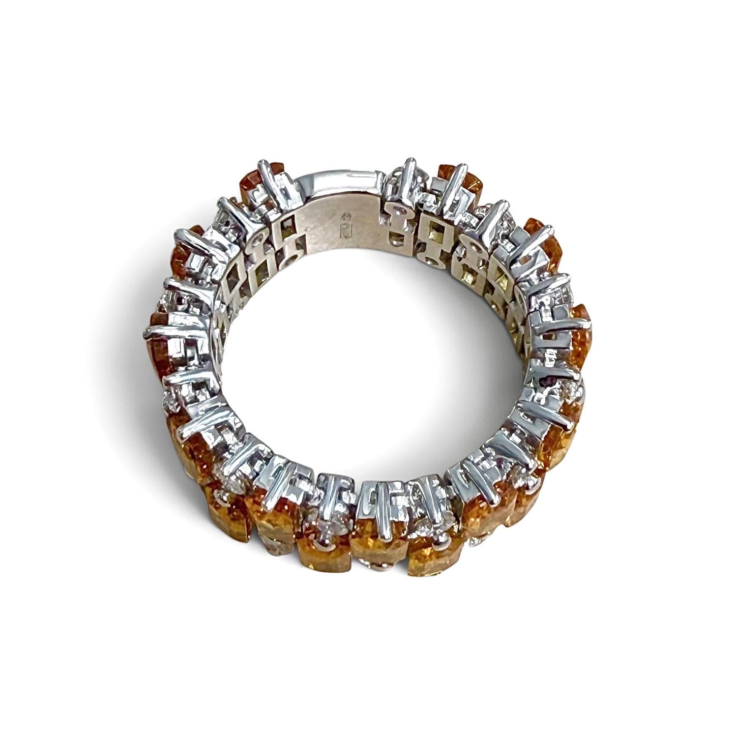 ZYDO Italy "Tramonti Infiniti" 18K White Gold Orange Sapphire & Diamond Eternity Band - WeilJewelry