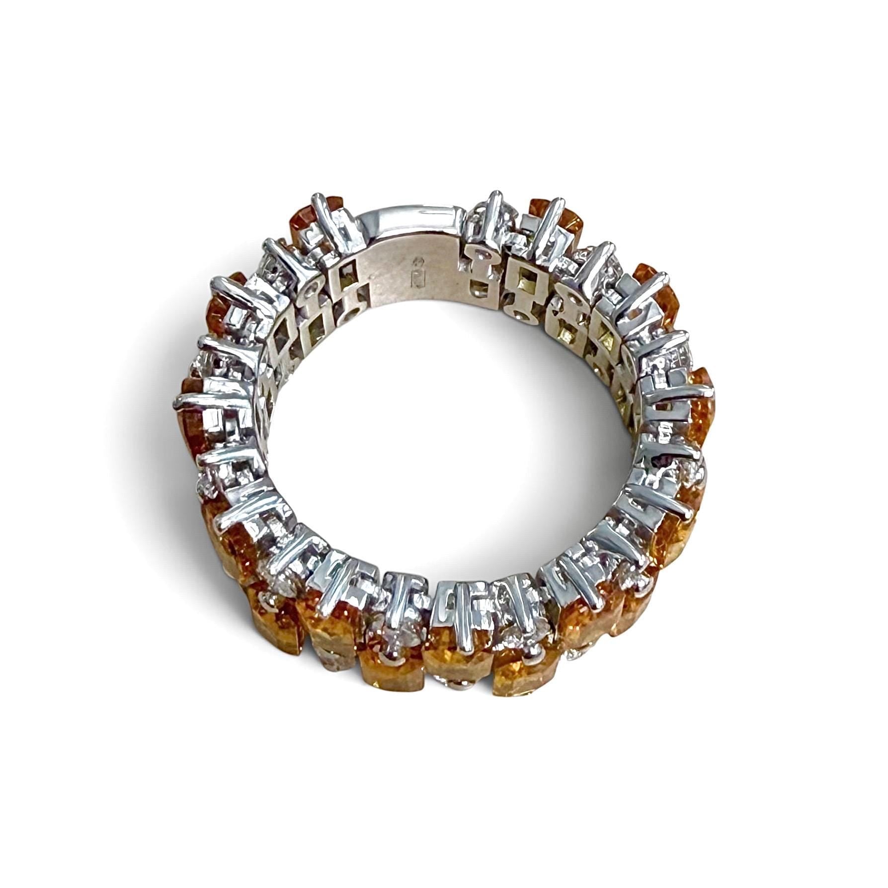 ZYDO Italy "Tramonti Infiniti" 18K White Gold Orange Sapphire & Diamond Eternity Band - WeilJewelry