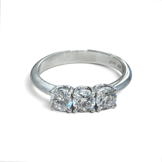 ZYDO Italy “Tre Tesori” 18K White Gold 0.62 CT Natural Diamond Three Stone Ring - WeilJewelry