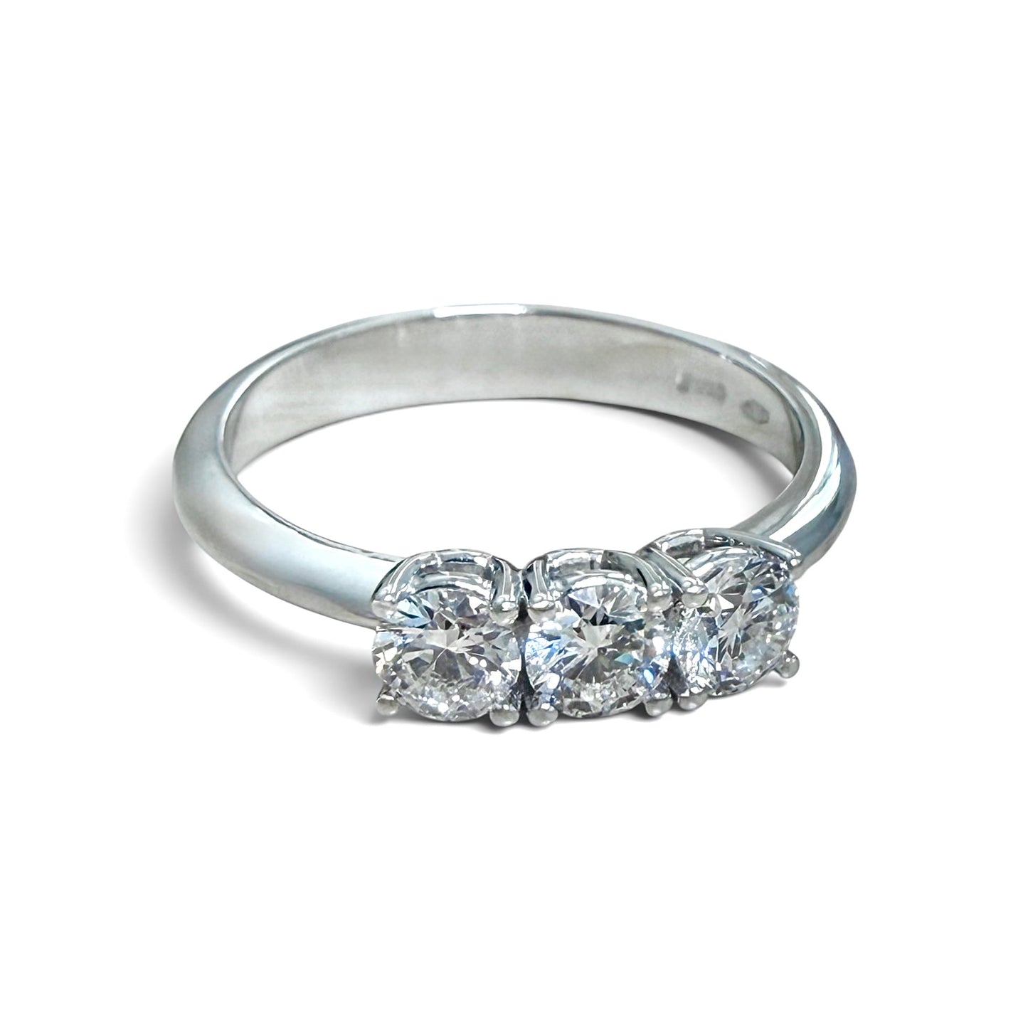 ZYDO Italy “Tre Tesori” 18K White Gold 0.62 CT Natural Diamond Three Stone Ring - WeilJewelry