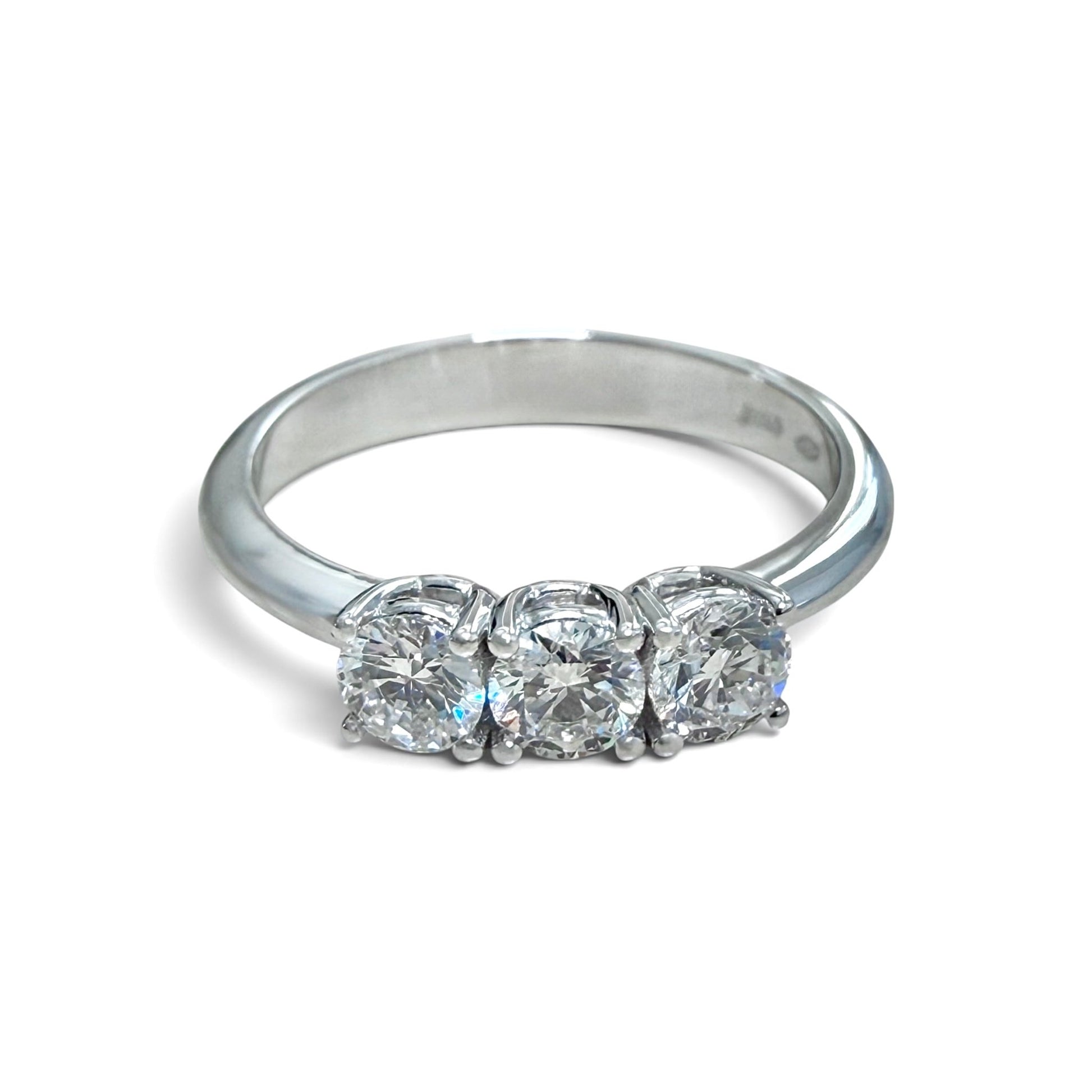 ZYDO Italy “Tre Tesori” 18K White Gold 0.62 CT Natural Diamond Three Stone Ring - WeilJewelry