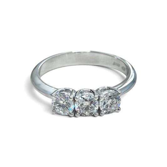 ZYDO Italy “Tre Tesori” 18K White Gold 0.62 CT Natural Diamond Three Stone Ring - WeilJewelry