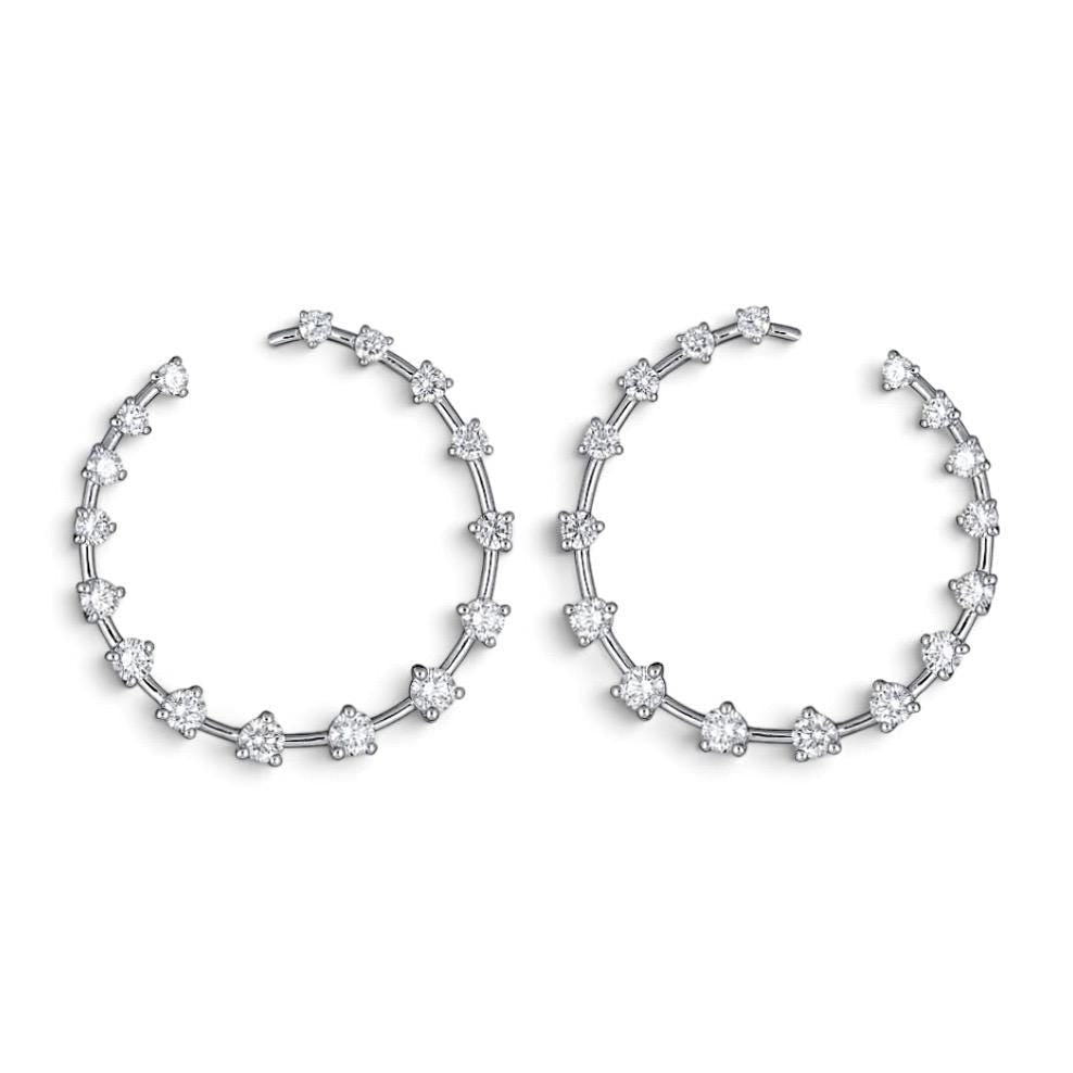 ZYDO Italy «Tutto Torna» 18K White Gold 2.02 CT Diamond Front-Facing Hoop Earrings - WeilJewelry
