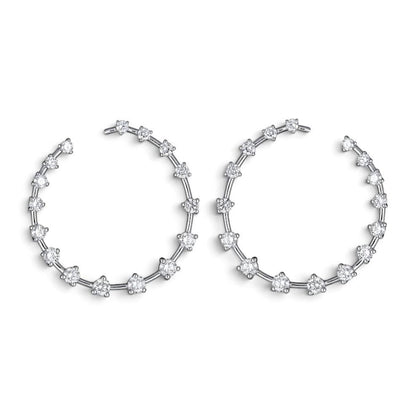 ZYDO Italy «Tutto Torna» 18K White Gold 2.02 CT Diamond Front-Facing Hoop Earrings - WeilJewelry