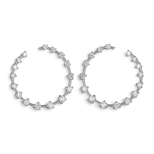 ZYDO Italy «Tutto Torna» 18K White Gold 2.02 CT Diamond Front-Facing Hoop Earrings - WeilJewelry