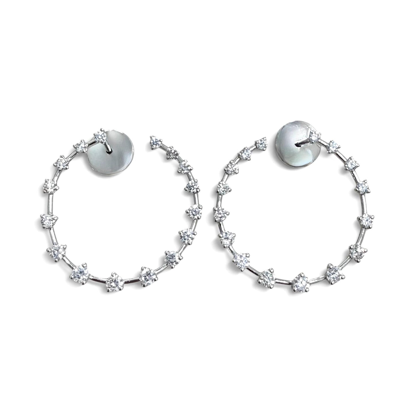 ZYDO Italy «Tutto Torna» 18K White Gold 2.02 CT Diamond Front-Facing Hoop Earrings - WeilJewelry