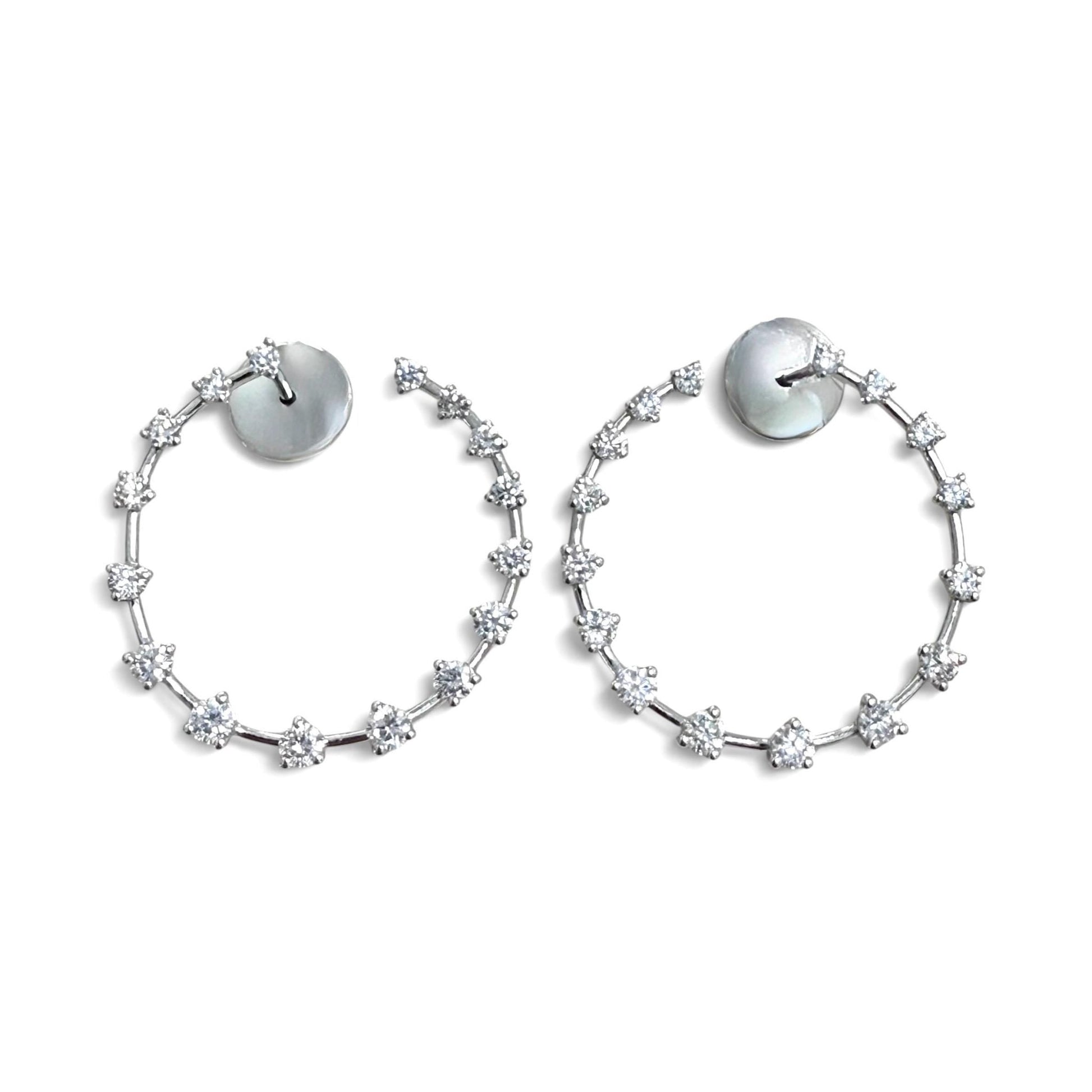 ZYDO Italy «Tutto Torna» 18K White Gold 2.02 CT Diamond Front-Facing Hoop Earrings - WeilJewelry