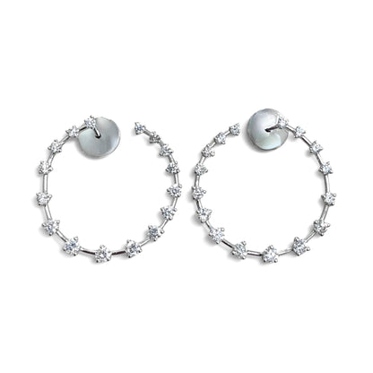 ZYDO Italy «Tutto Torna» 18K White Gold 2.02 CT Diamond Front-Facing Hoop Earrings - WeilJewelry