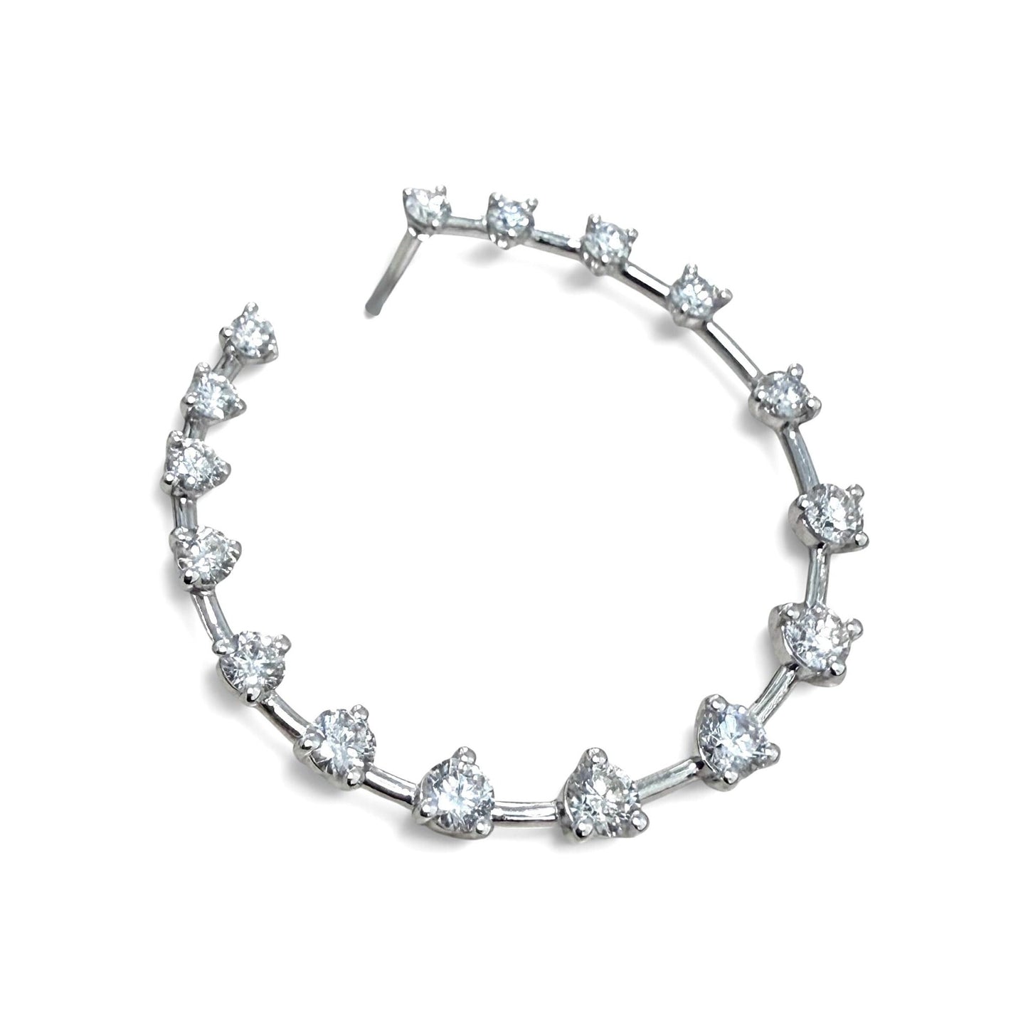 ZYDO Italy «Tutto Torna» 18K White Gold 2.02 CT Diamond Front-Facing Hoop Earrings - WeilJewelry