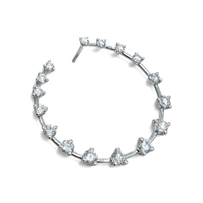 ZYDO Italy «Tutto Torna» 18K White Gold 2.02 CT Diamond Front-Facing Hoop Earrings - WeilJewelry