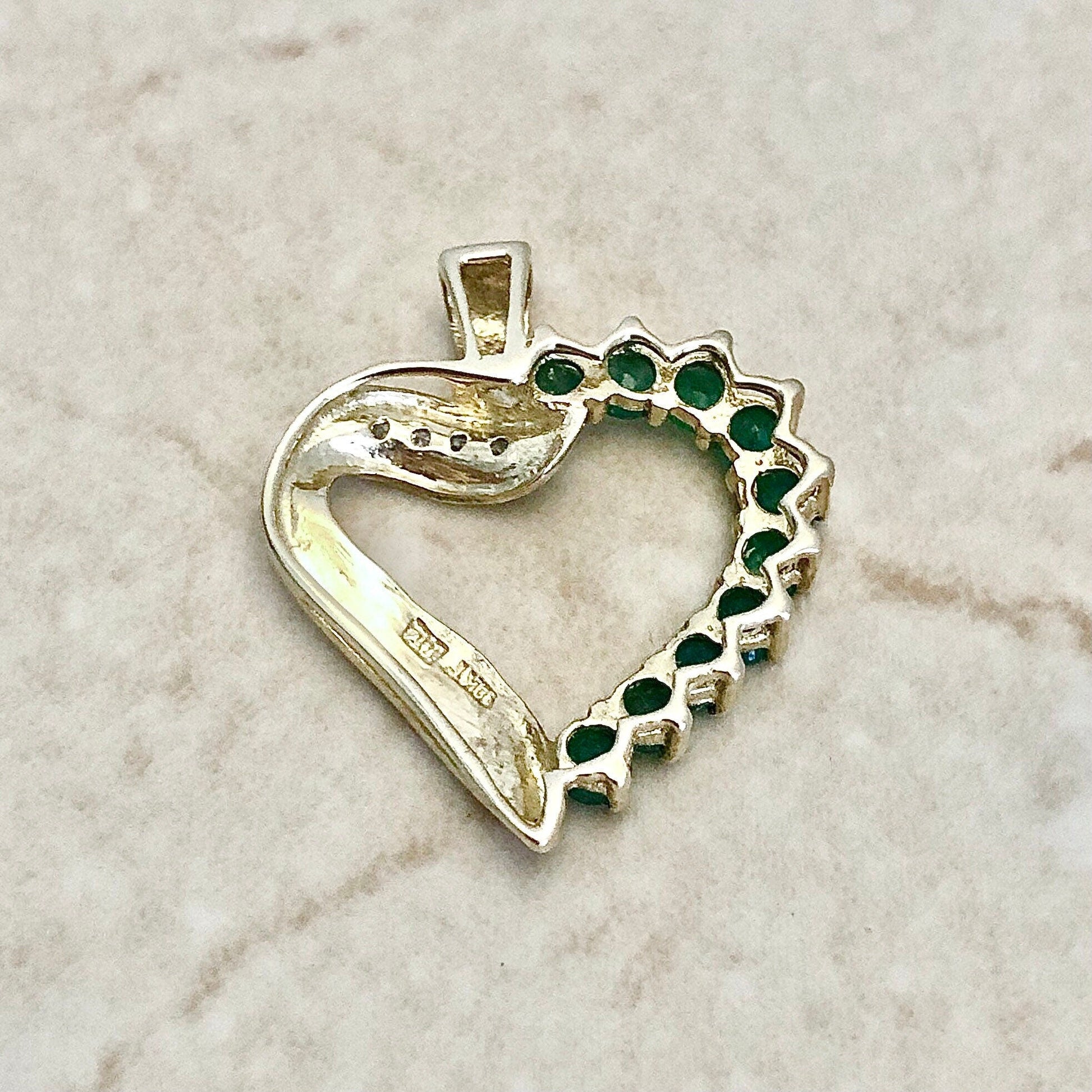 10 Karat Emerald & Diamond Heart Pendant - WeilJewelry