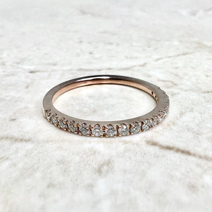 10K Half Eternity Diamond Band Ring - Rose Gold Wedding Band - Prong Set Band - Anniversary Ring - Diamond Wedding Ring - Best Gifts For Her