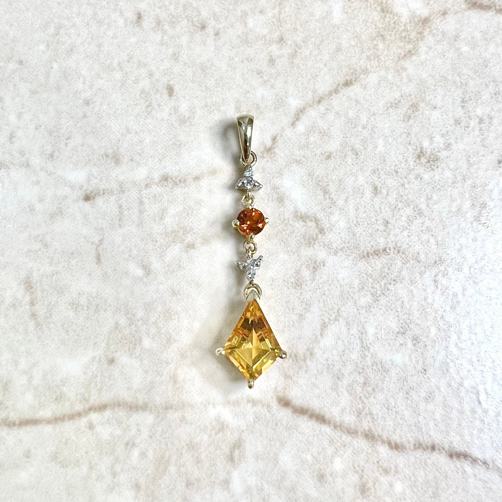 10 Karat Two - Tone Gold Diamond & Citrine Pendant - WeilJewelry