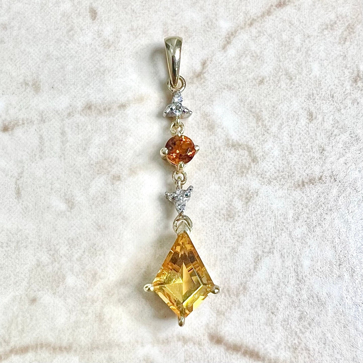 10 Karat Two - Tone Gold Diamond & Citrine Pendant - WeilJewelry