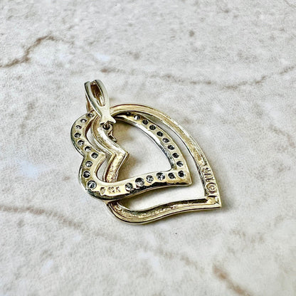 10K Diamond Heart Pendant Necklace - 2 Tone Gold Diamond Pendant - Heart Necklace - Solid Gold Necklace - Birthday Gift - Best Gifts For Her