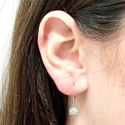 10 Karat White Gold 1/2 Carat Diamond Cluster Dangle Earrings - WeilJewelry