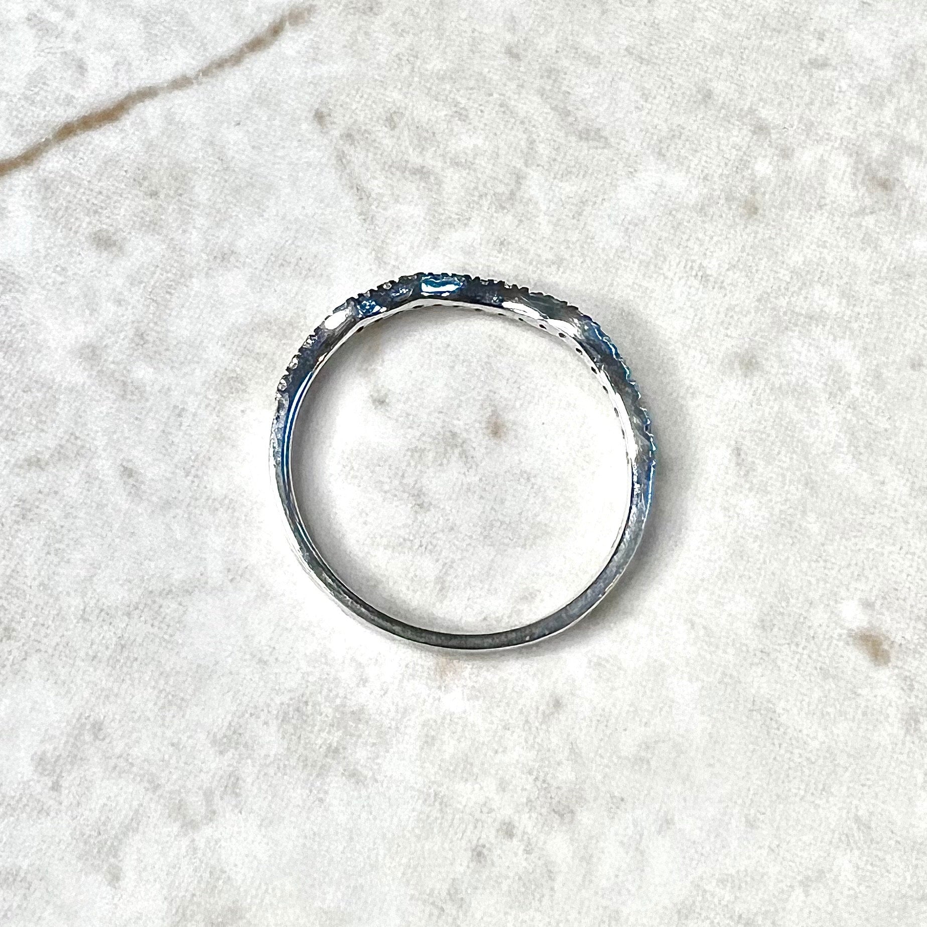 10K Diamond Half Eternity Band Ring - 10K White Gold Diamond Wedding Ring - Half Eternity Ring - Stackable Ring - Anniversary Gifts For Her