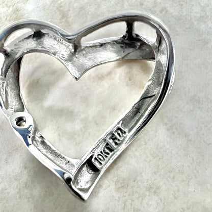 10 Karat White Gold Diamond Heart Pendant - WeilJewelry