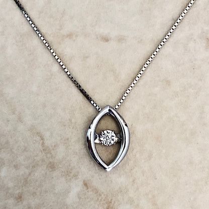 10K Diamond Pendant Necklace - White Gold Solitaire Diamond Pendant - Evil Eye Diamond Pendant - Diamond Necklace - Holiday Gift