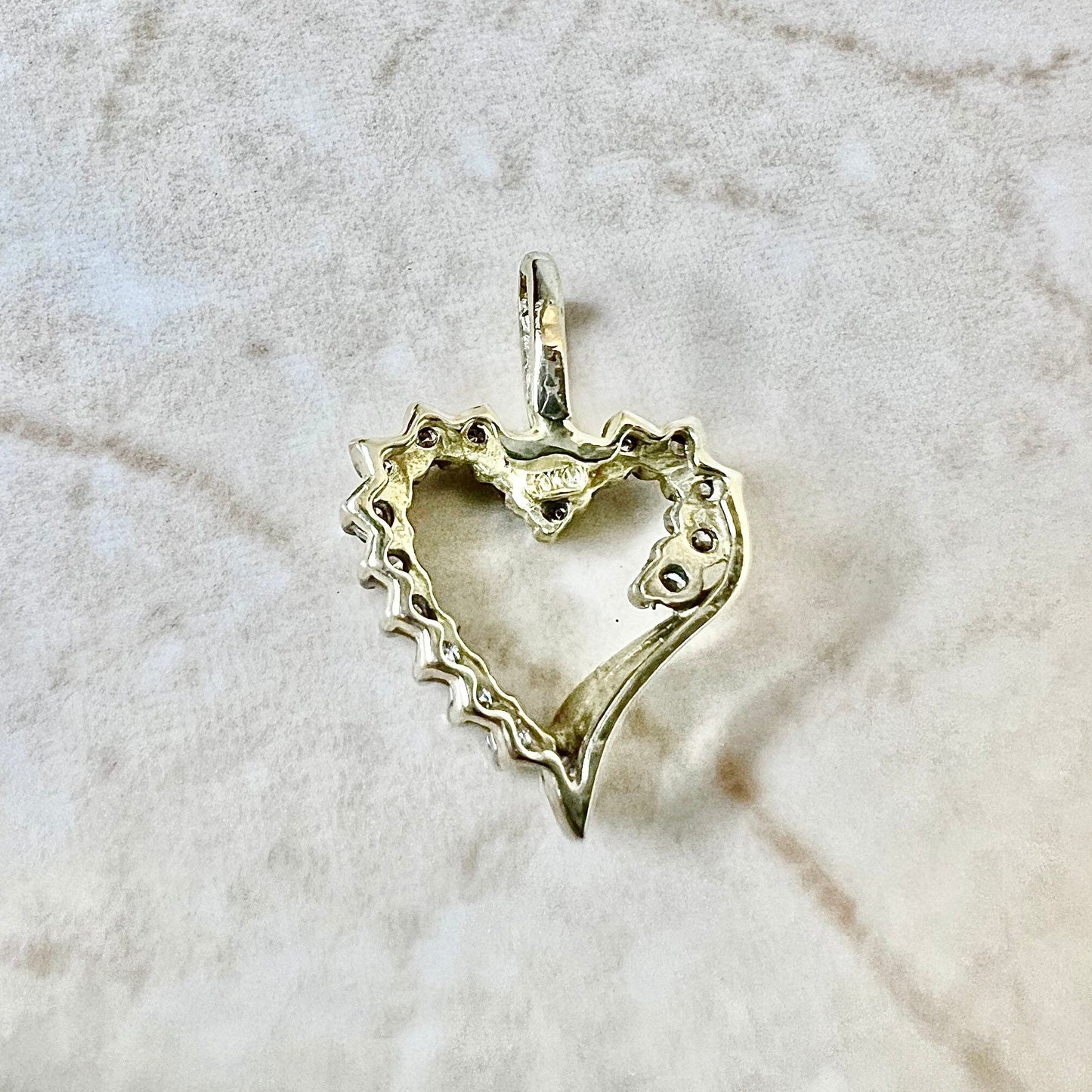10K Diamond Heart Pendant Necklace - Yellow Gold Diamond Pendant - Gold Heart Necklace - Birthday Gift - Valentine’s Day Gift For Her
