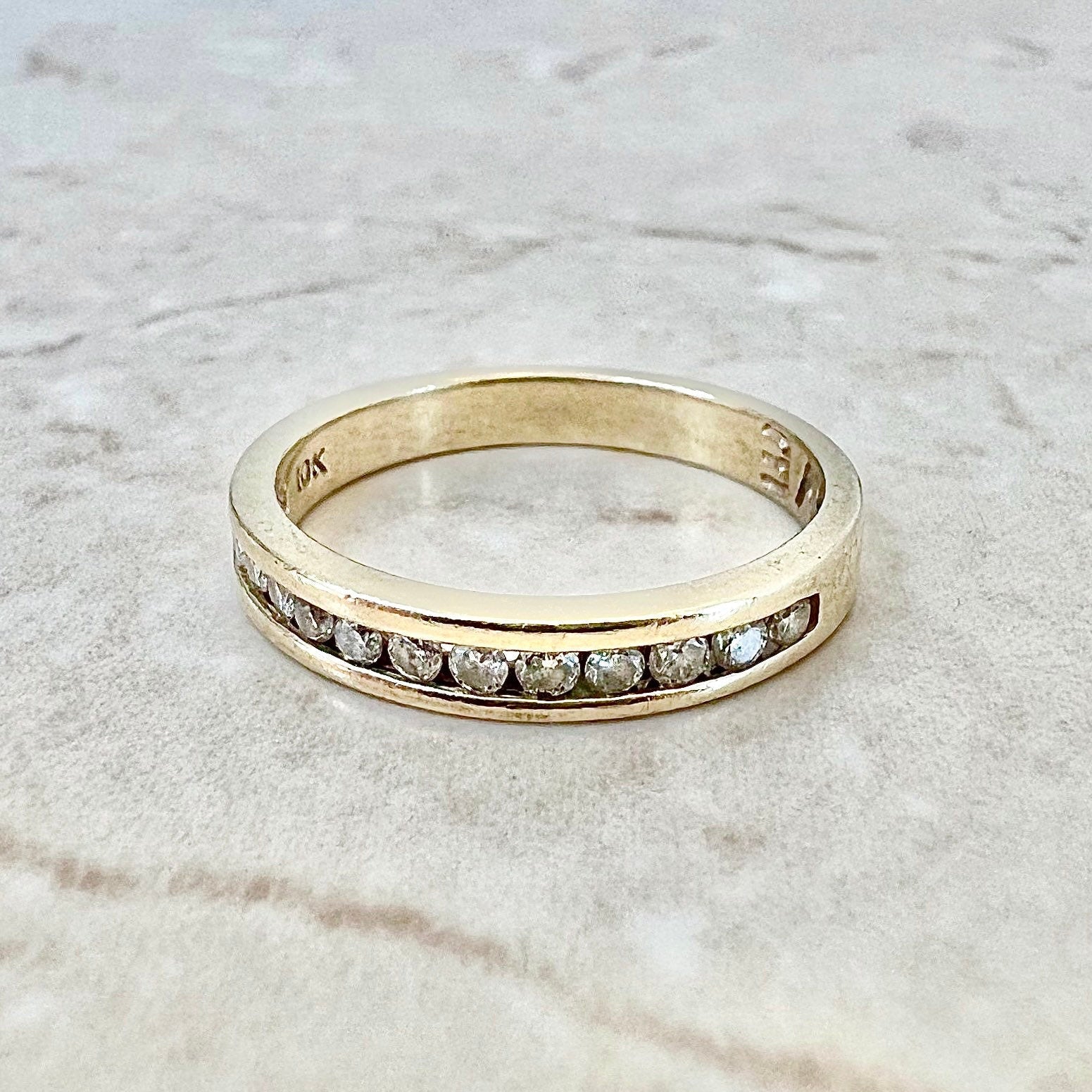 10 Karat Yellow Gold Diamond Half Eternity Band Ring - WeilJewelry