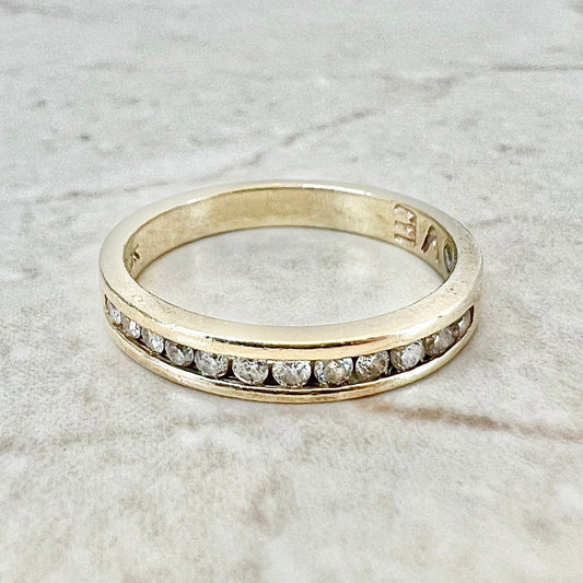 10K Half Eternity Diamond Band Ring - Yellow Gold Wedding Band - Channel Set Band - Anniversary Ring - Birthday Gift - Best Gift For Her