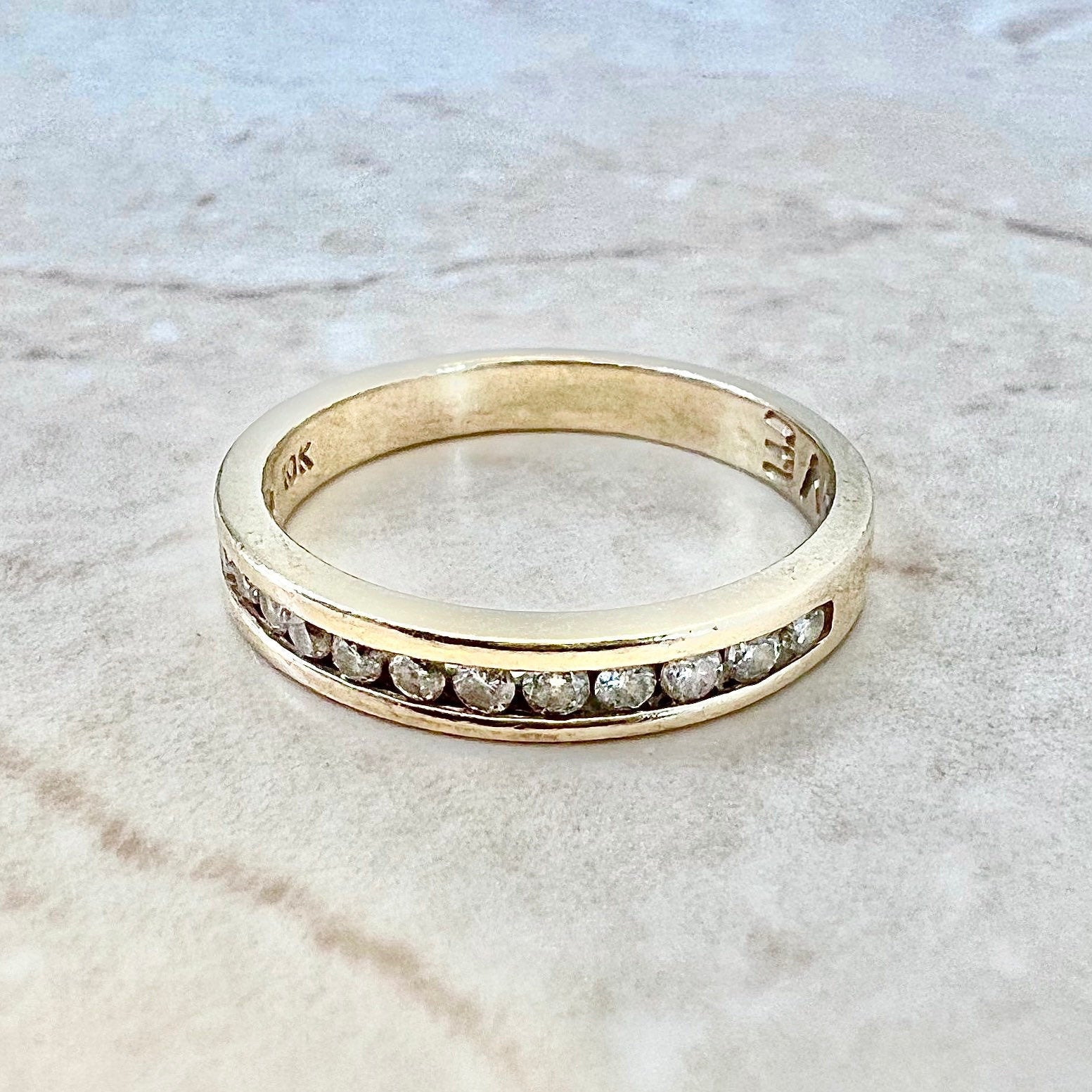 10 Karat Yellow Gold Diamond Half Eternity Band Ring - WeilJewelry