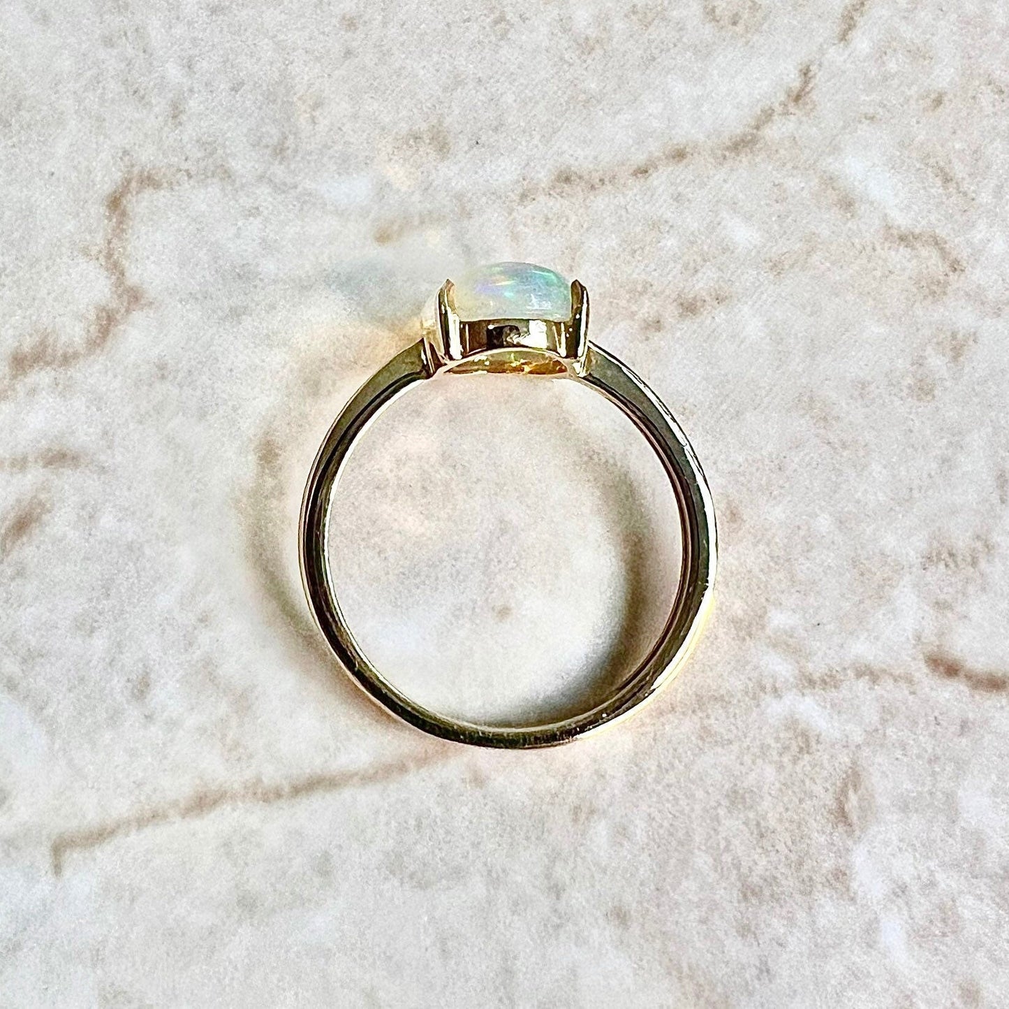 10 Karat Yellow Gold Natural Opal Solitaire Ring - WeilJewelry