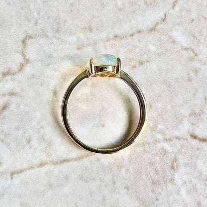 10 Karat Yellow Gold Natural Opal Solitaire Ring - WeilJewelry