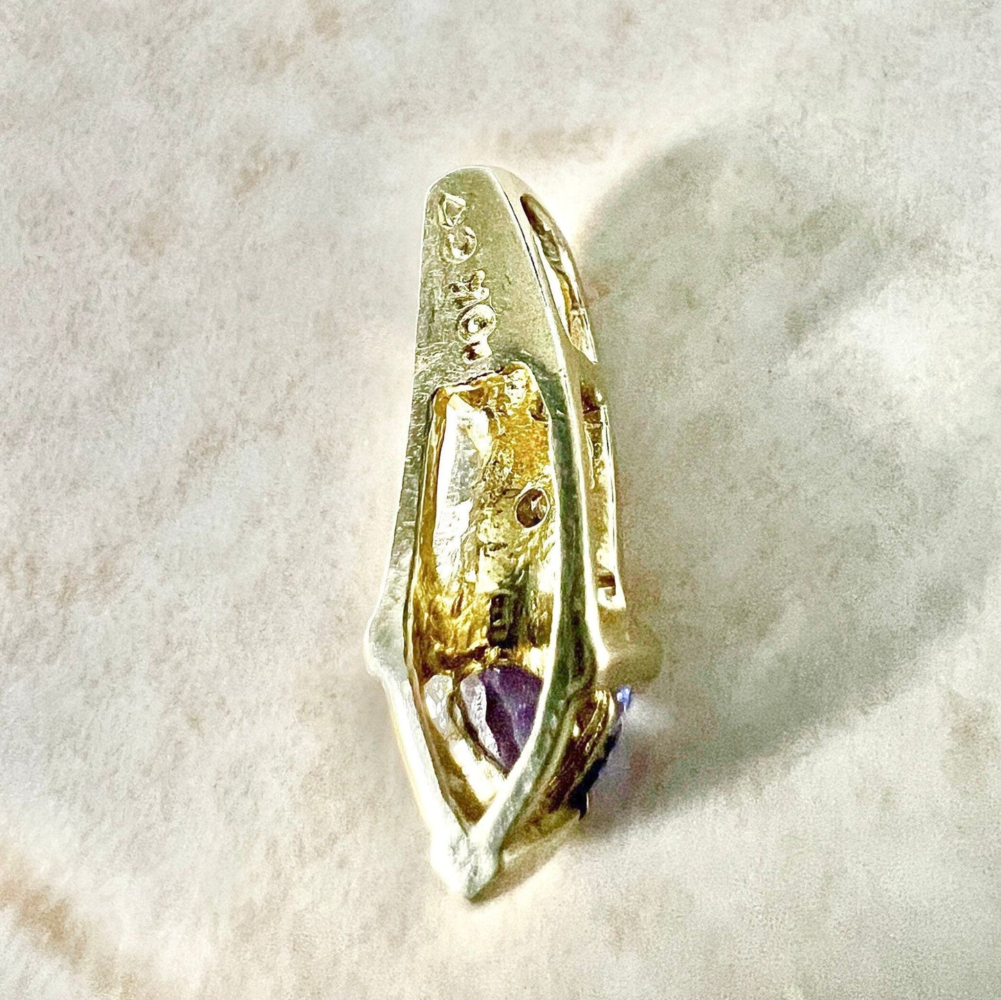 10 Karat Yellow Gold Natural Tanzanite & Diamond Pendant - WeilJewelry