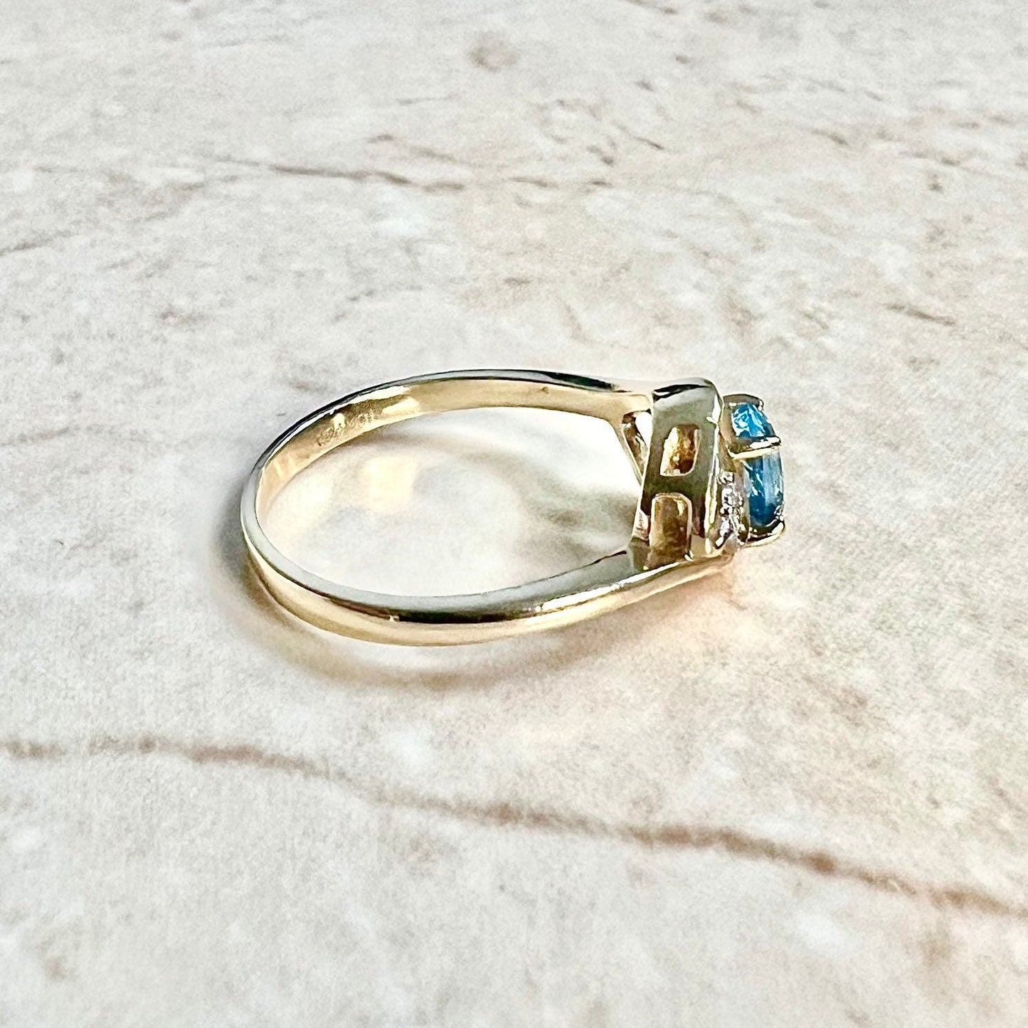 10 Karat Yellow Gold Swiss Blue Topaz Ring - WeilJewelry