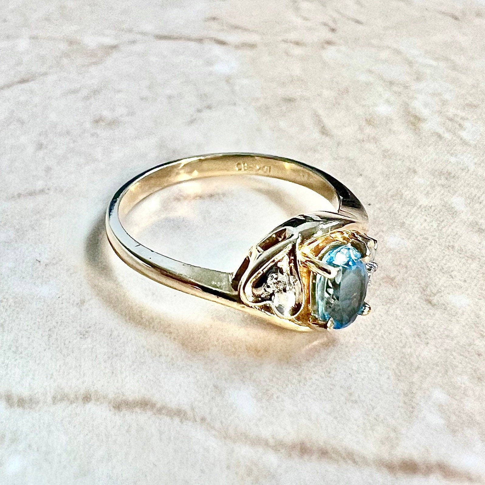 10 Karat Yellow Gold Swiss Blue Topaz Ring - WeilJewelry