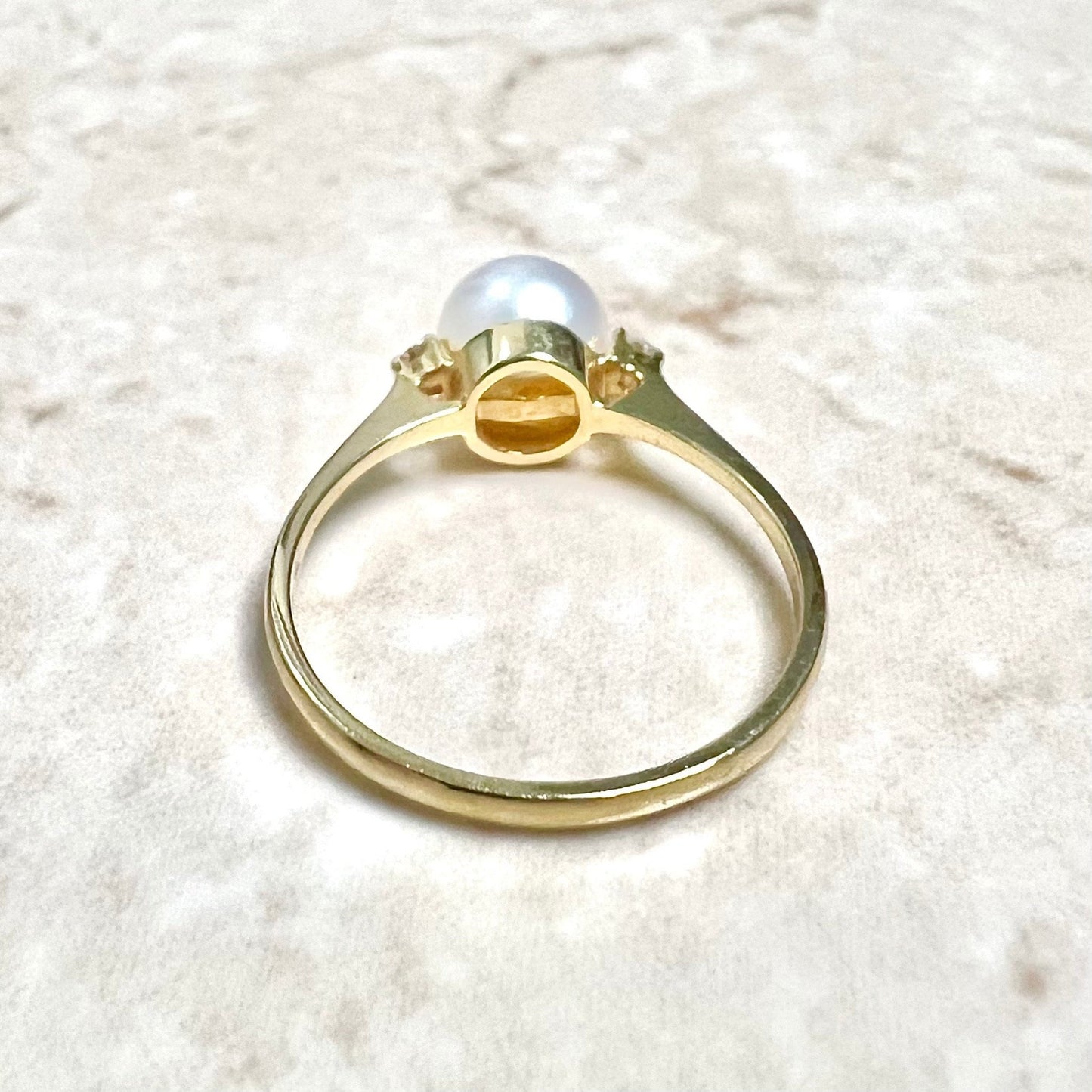 14 Karat Pearl & Diamond Three-Stone Ring - WeilJewelry