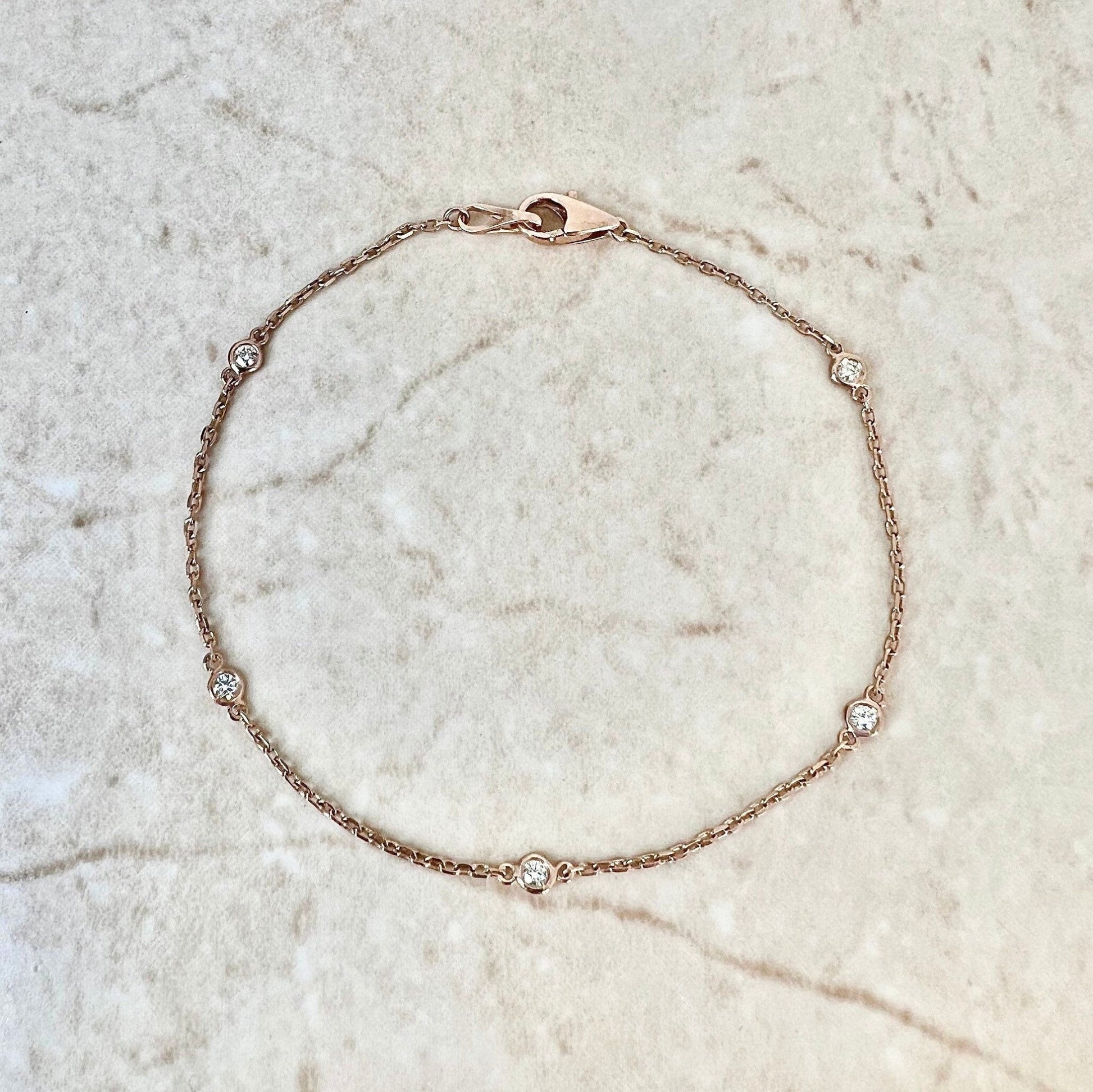 14 Karat Rose Gold 0.12 Carat Diamond By The Yard Bracelet - WeilJewelry