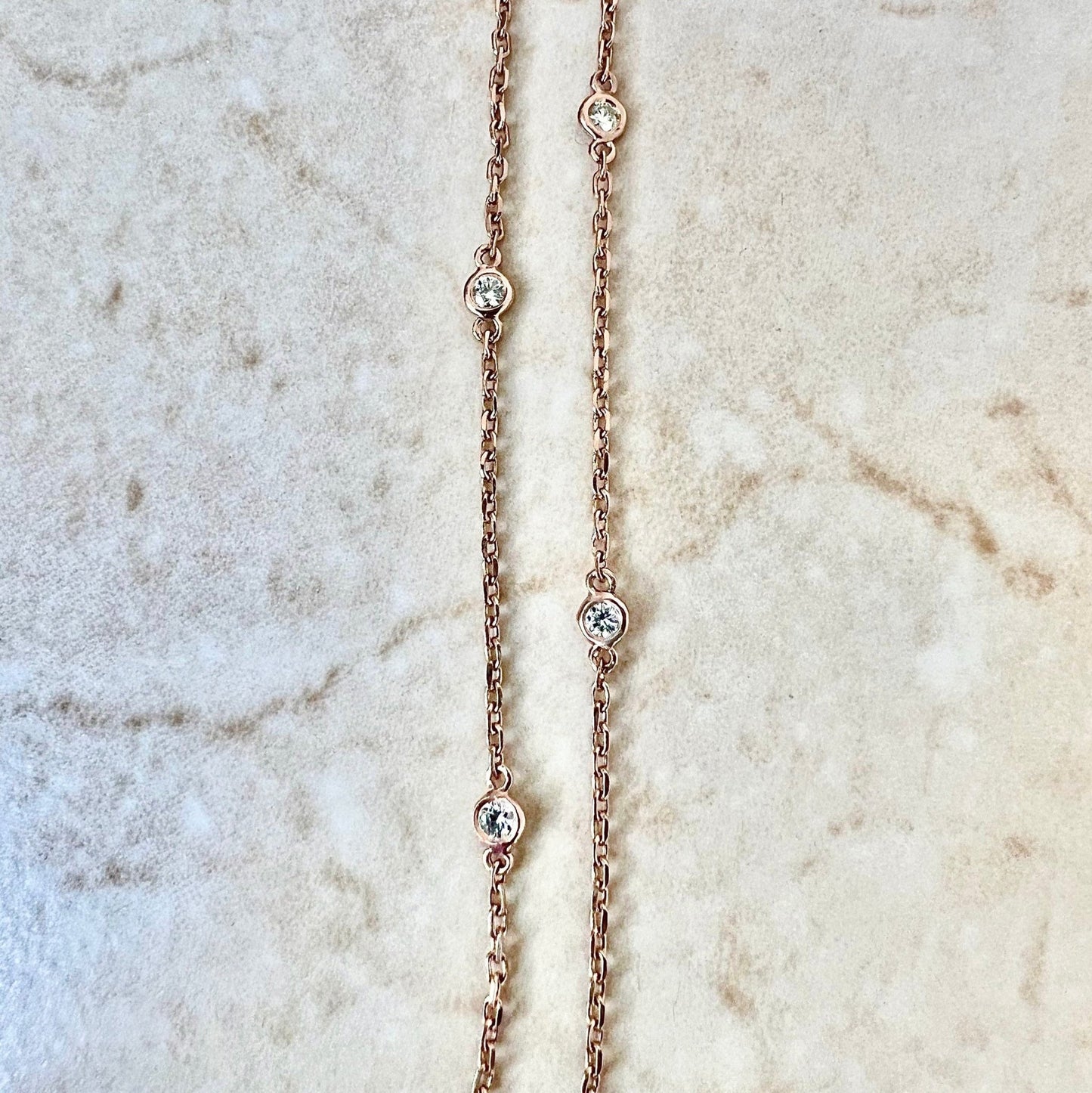 14 Karat Rose Gold 0.12 Carat Diamond By The Yard Bracelet - WeilJewelry