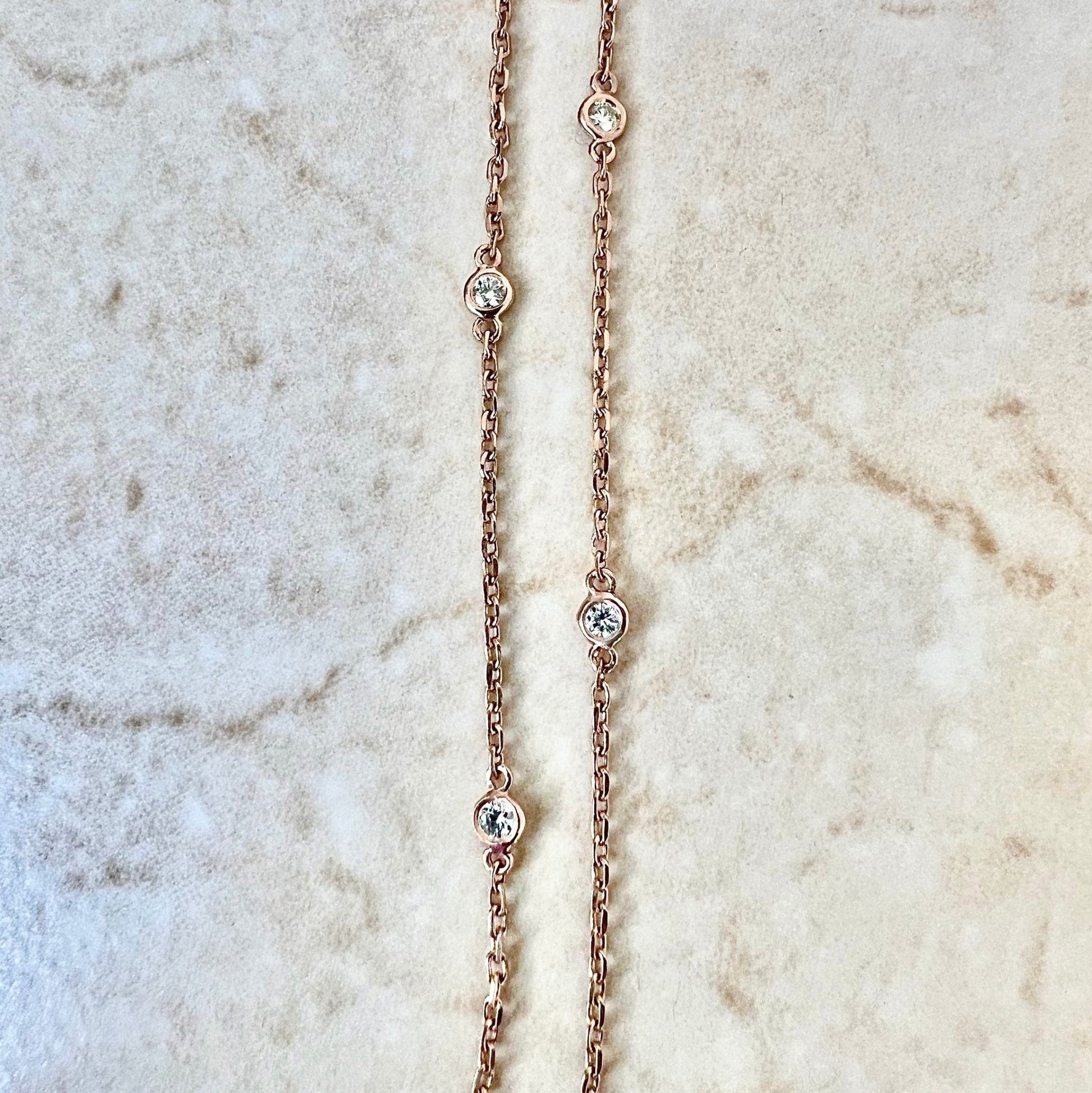 14 Karat Rose Gold 0.12 Carat Diamond By The Yard Bracelet - WeilJewelry