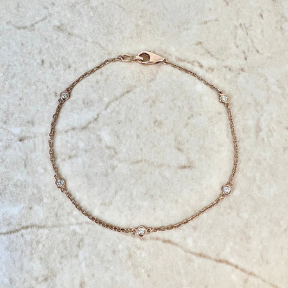 14 Karat Rose Gold 0.12 Carat Diamond By The Yard Bracelet - WeilJewelry