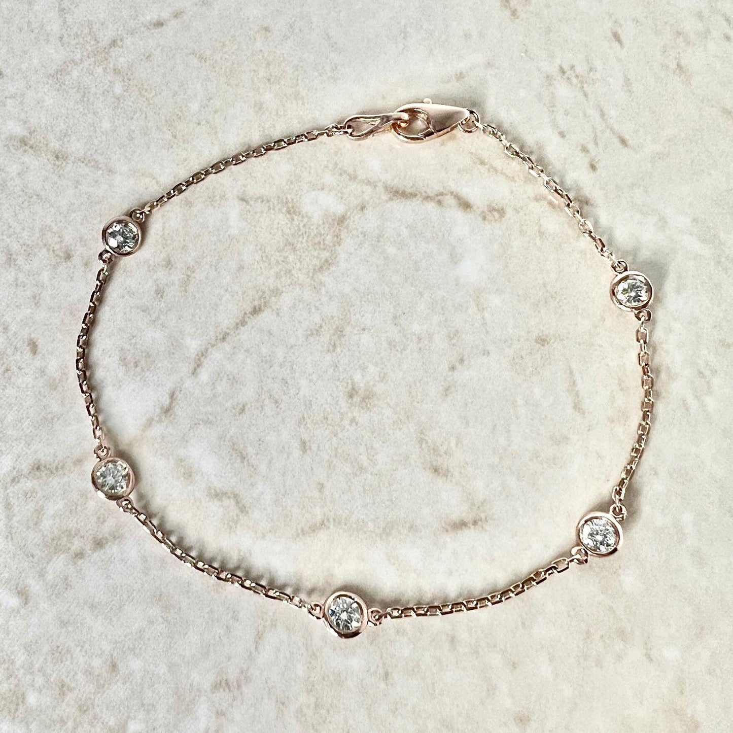 14 Karat Rose Gold 0.50 Carat Diamond By The Yard Bracelet - WeilJewelry