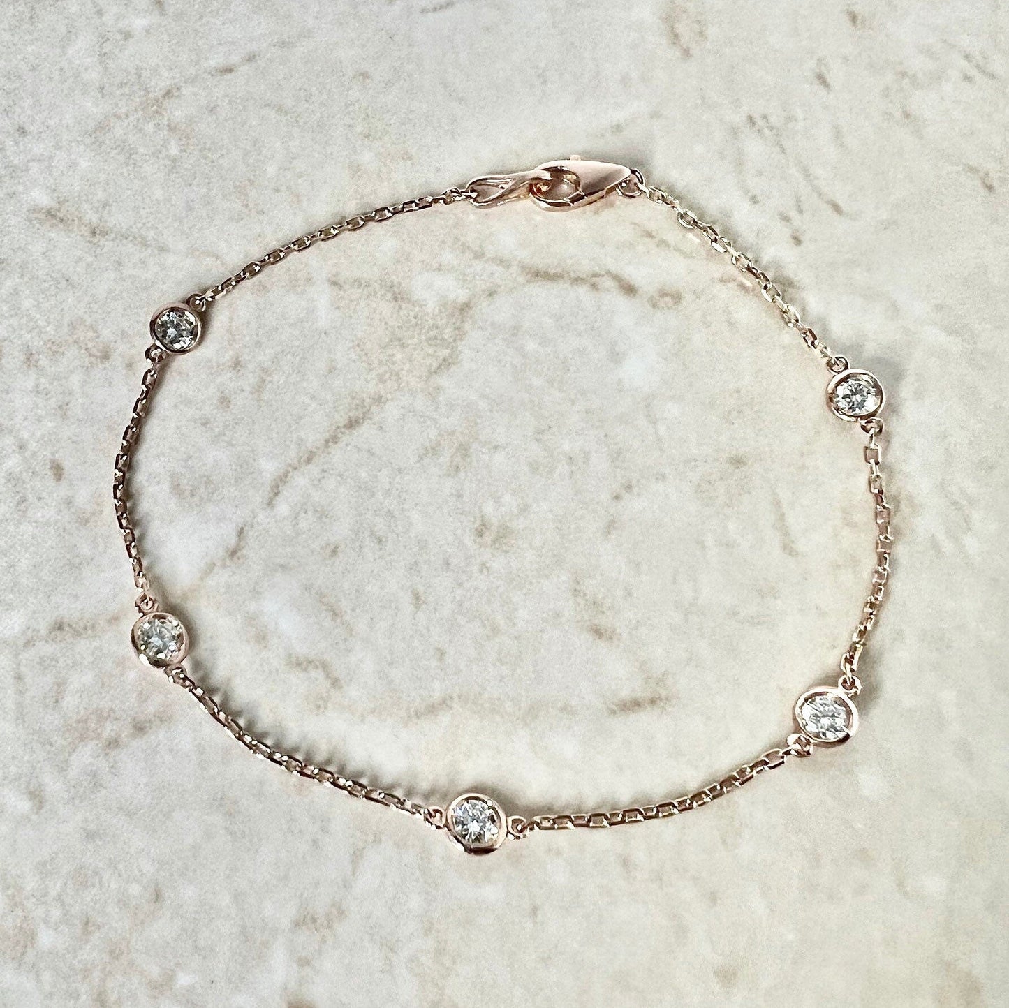 14 Karat Rose Gold 0.50 Carat Diamond By The Yard Bracelet - WeilJewelry